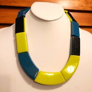 MARNI for H&M Chunky Resin Bead Necklace Black Yellow Blue Statement 2012 Marni